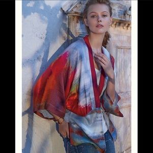 Anthropologie Watercolor Sunfall Kimono